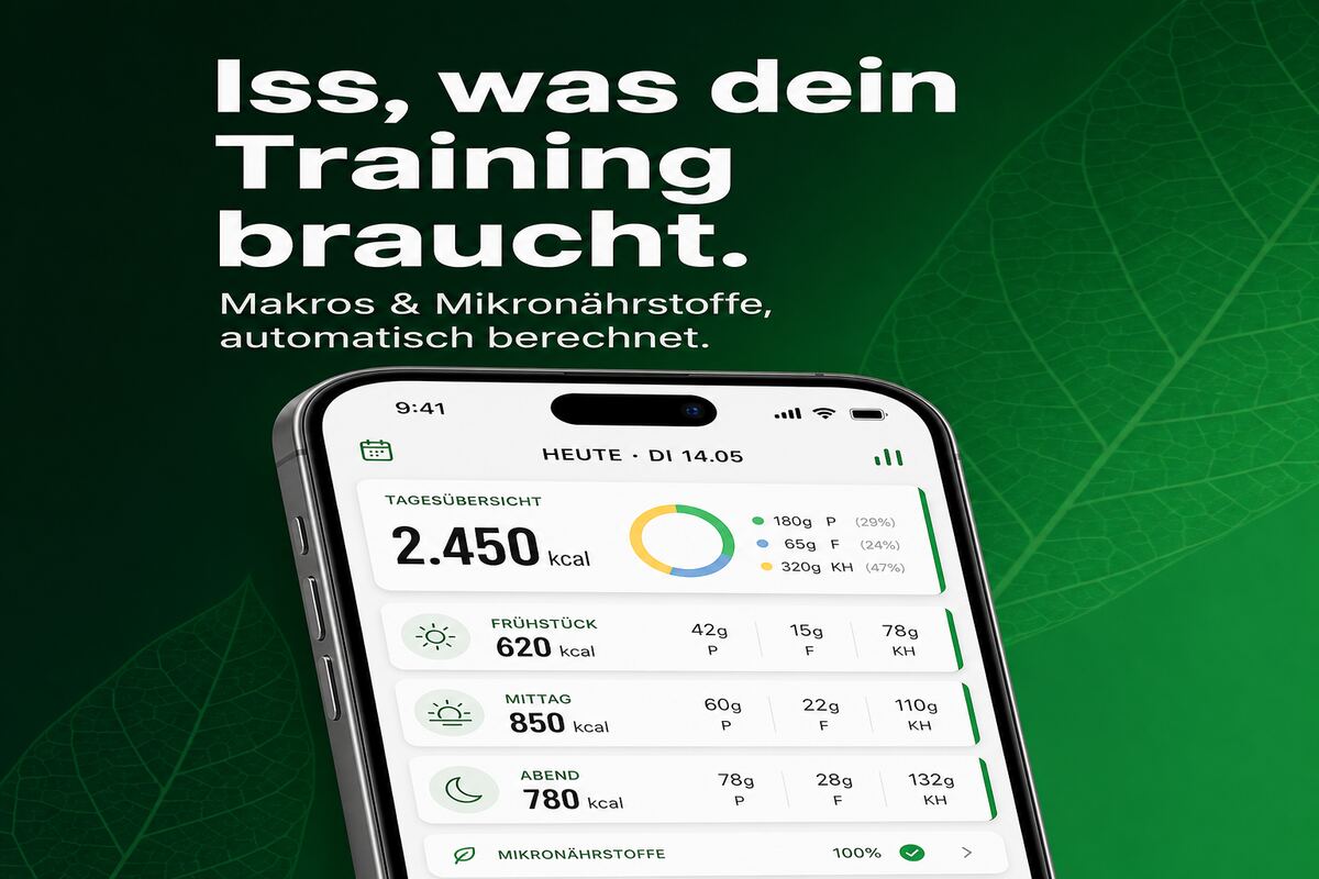Iss, was dein Training braucht – Makros & Mikronährstoffe, automatisch berechnet.